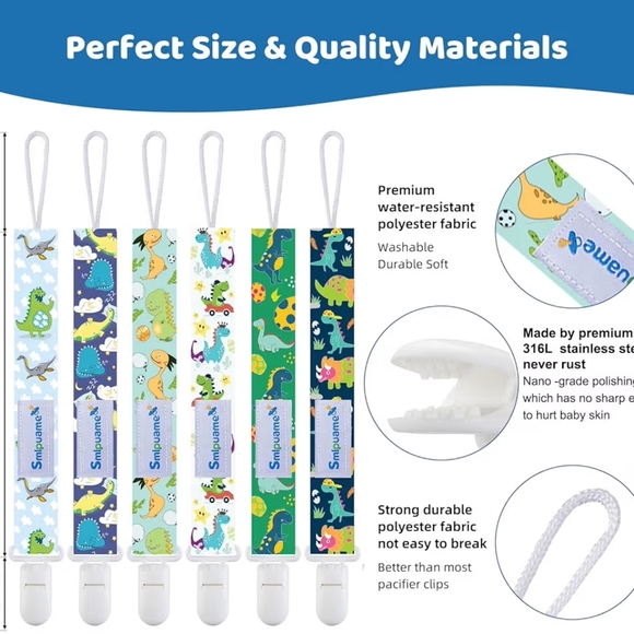 Dinosaur-Themed Pacifier Clips - Picture 2 of 5